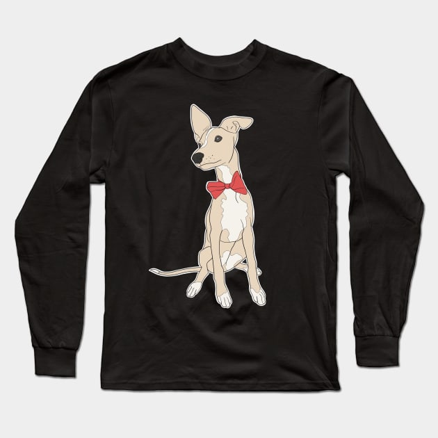 Cute fawn Italian Greyhound with bright pink bow Long Sleeve T-Shirt by This Iggy Life